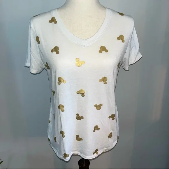 Disney White and Gold Women's Top Size Medium - Picture 1 of 8